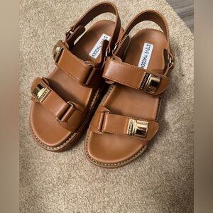Steve Madden Tan Sandals with Gold Accents
